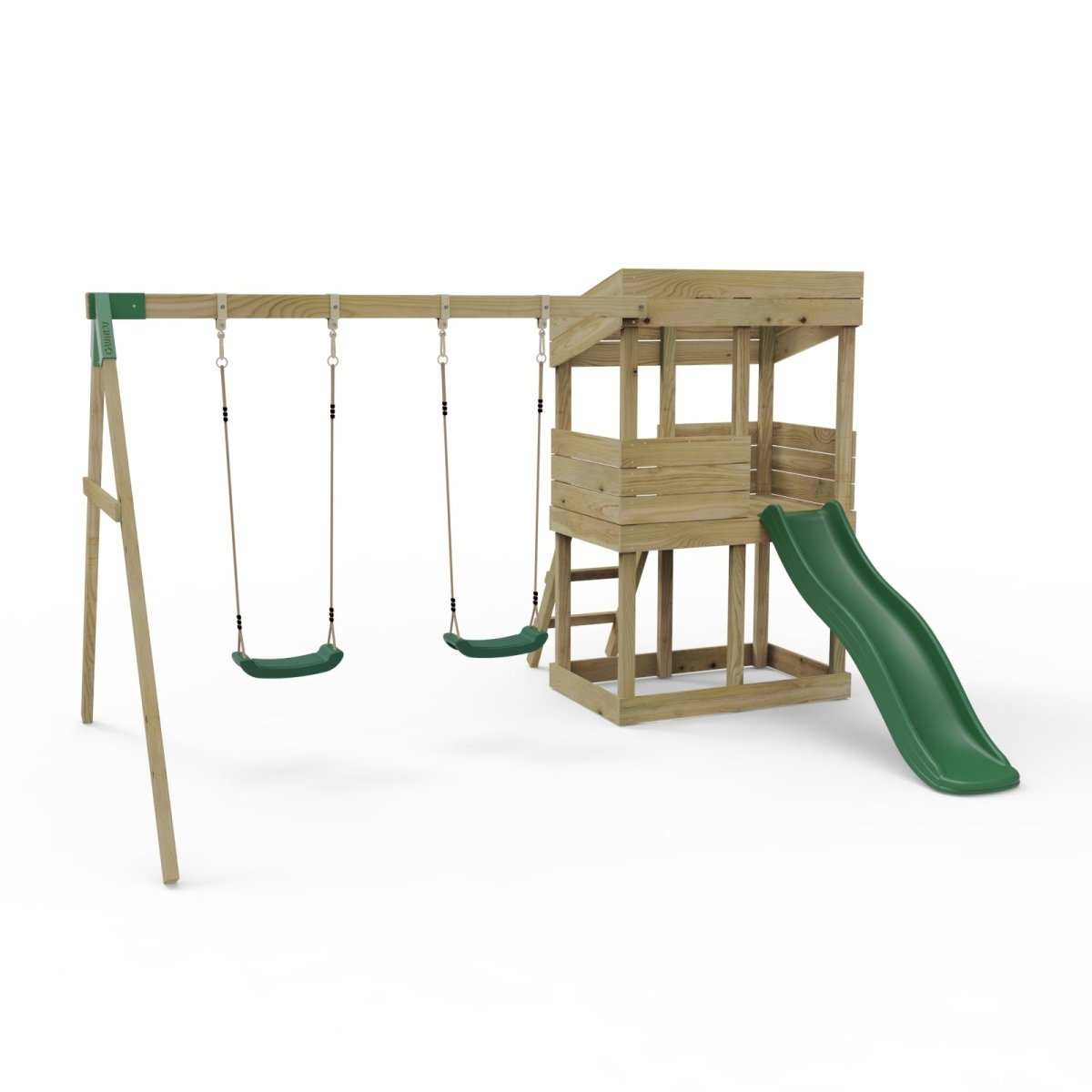 Rebo Wooden Lookout Tower Playhouse with 6ft Slide & Swing - Bryce