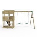 Rebo Wooden Lookout Tower Playhouse with 6ft Slide & Swing - Bryce