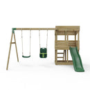 Rebo Wooden Lookout Tower Playhouse with 6ft Slide & Swing - Everglades