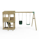 Rebo Wooden Lookout Tower Playhouse with 6ft Slide & Swing - Everglades