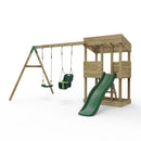 Rebo Wooden Lookout Tower Playhouse with 6ft Slide & Swing - Everglades