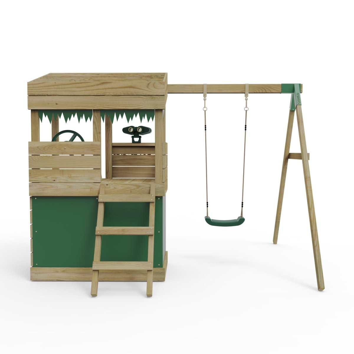 Rebo Wooden Lookout Tower Playhouse with 6ft Slide & Swing - Yellowstone