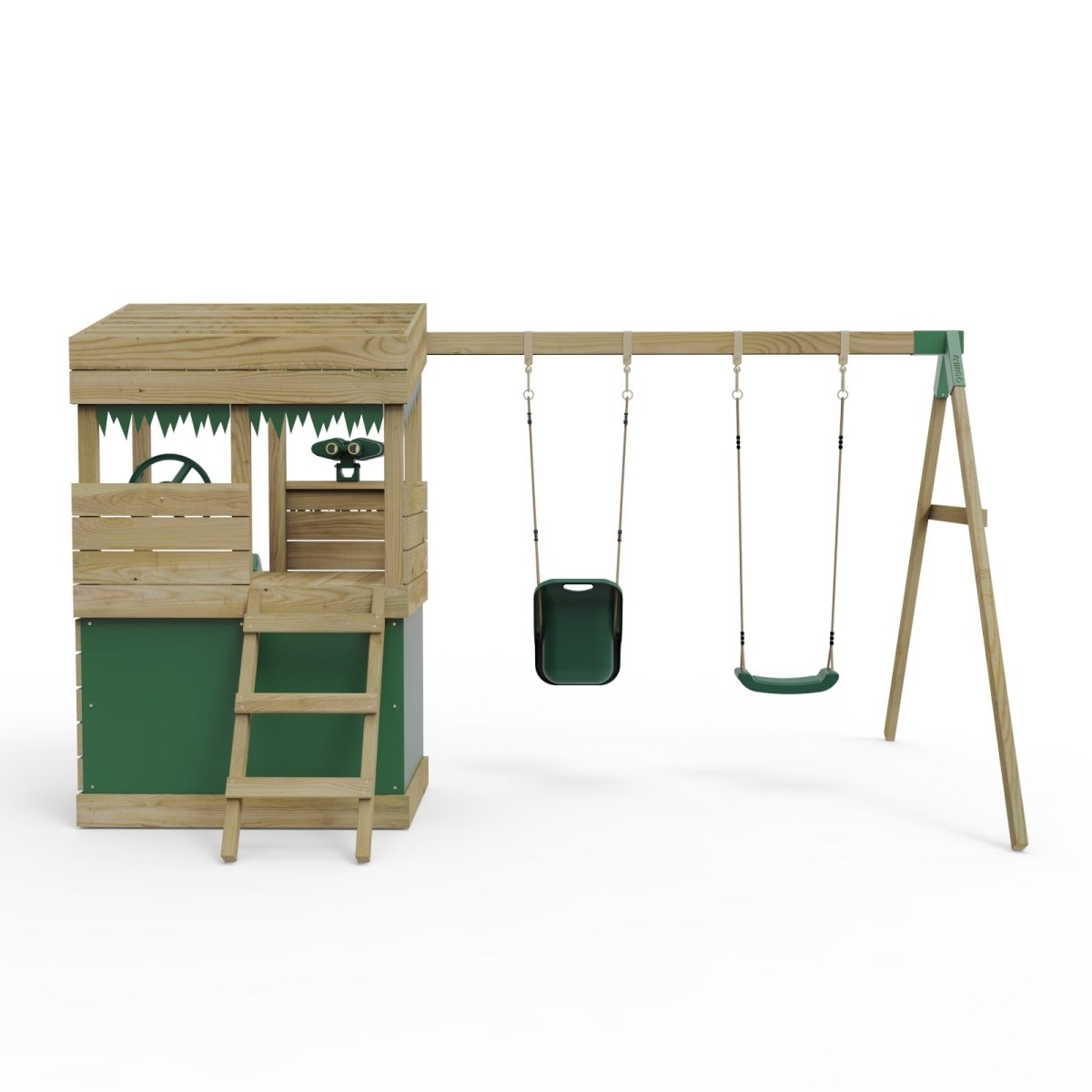 Rebo Wooden Lookout Tower Playhouse with 6ft Slide & Swing - Zion