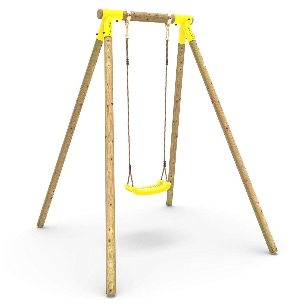 Rebo Wooden Single Garden Swing Set - Solar Yellow