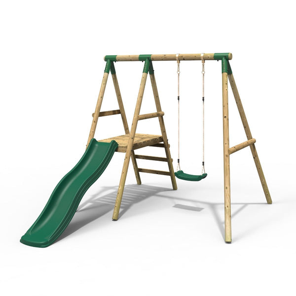 Wooden swing hot sale slide set