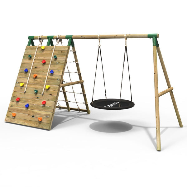 Rebo Zenith Beat The Wall Wooden Swing w/ Double Climbing Wall