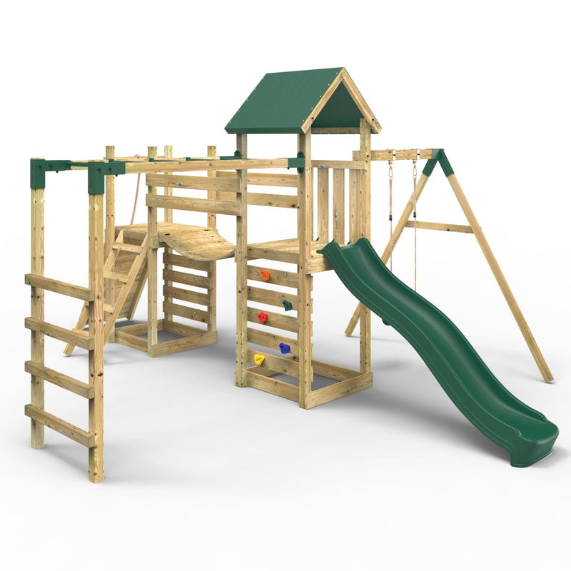 Rebo Dolomite Double Tower Climbing Frame w Bridge Swing Slide