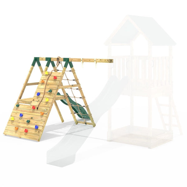 Rebo Single Swing with Climbing Wall + Deck Slide Extension for 1.5m Platform Modular Tower